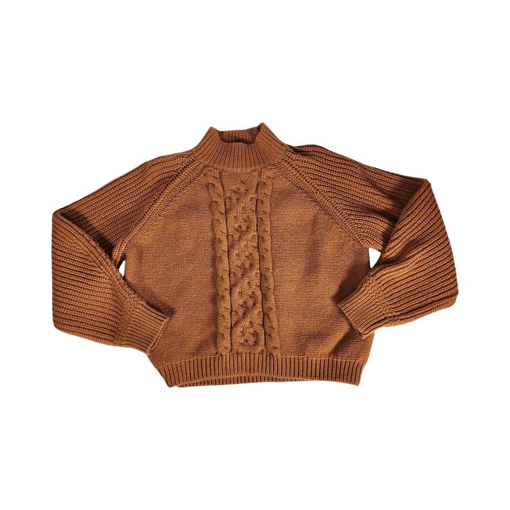 Blue Rain Rust Brown Cable Knit Mock Neck Raglan Sweater XL‎ ST22S241